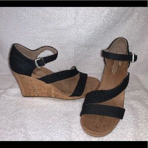 Toms Black Strappy Heels- Clarissa